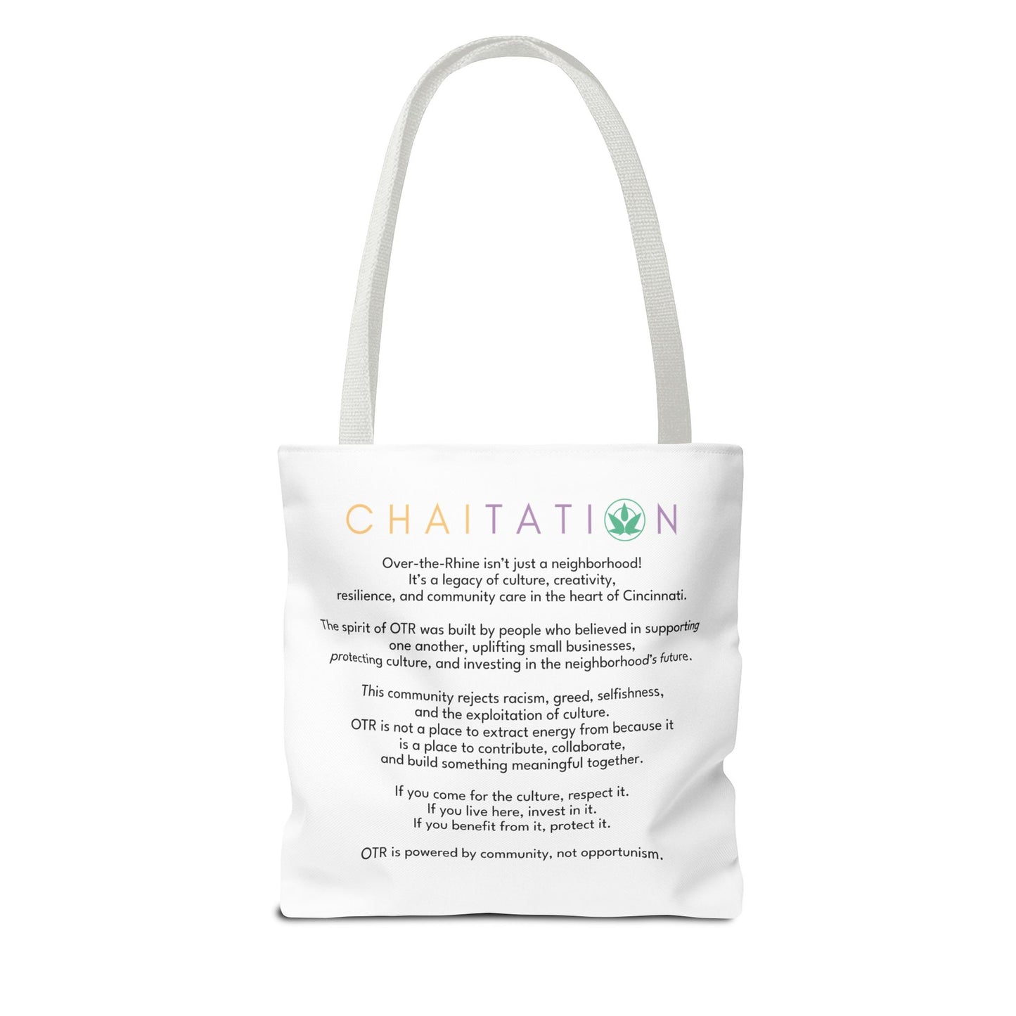 WHY LIVE IN OTR AND NOT INVEST IN THE COMMUNITY TOTE BAGS
