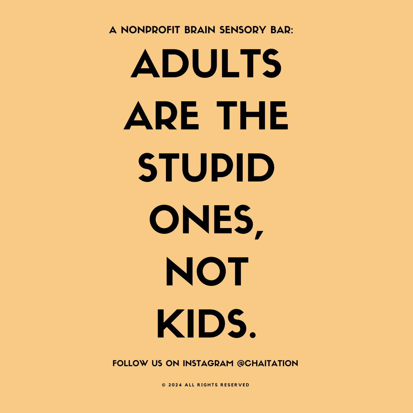 "ADULTS ARE THE STUPID ONES, NOT KIDS." T-shirt
